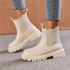 Women Artificial Leather Minimalist Slip-On Elastic Boots